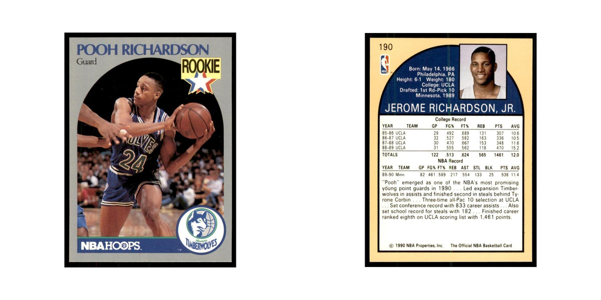 1990 NBA Hoops Pooh Richardson RC Basketball Cards #190