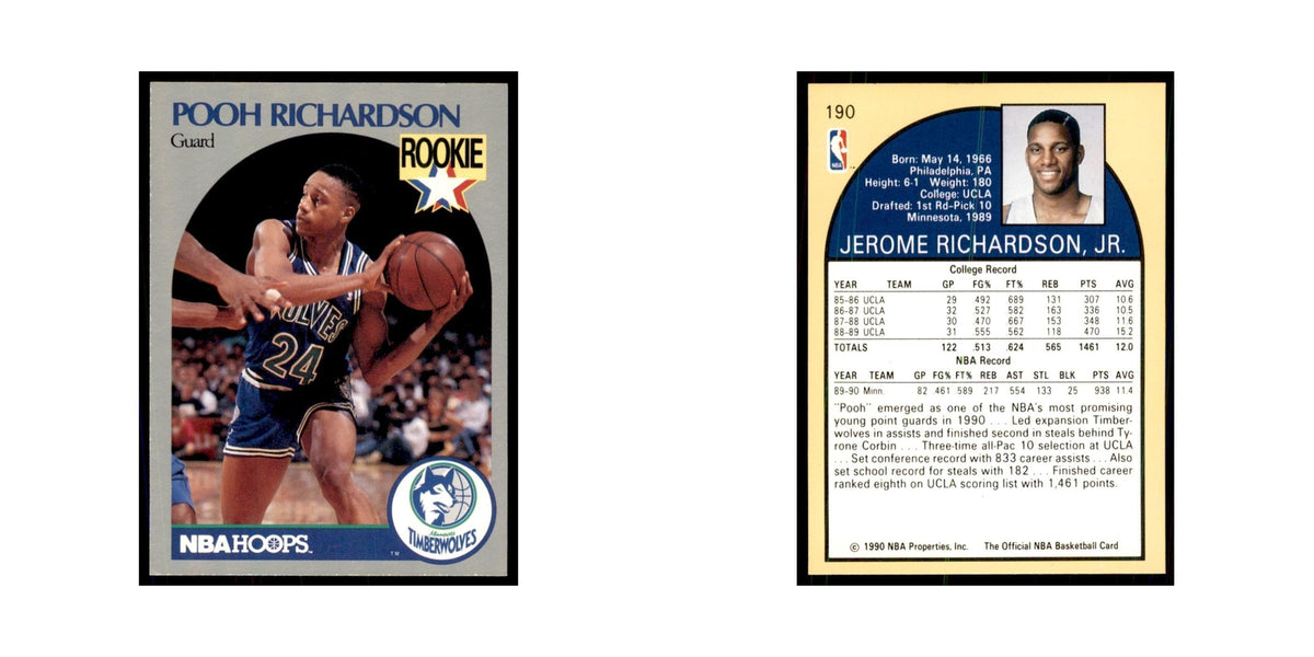 1990 NBA Hoops Pooh Richardson RC Basketball Cards #190