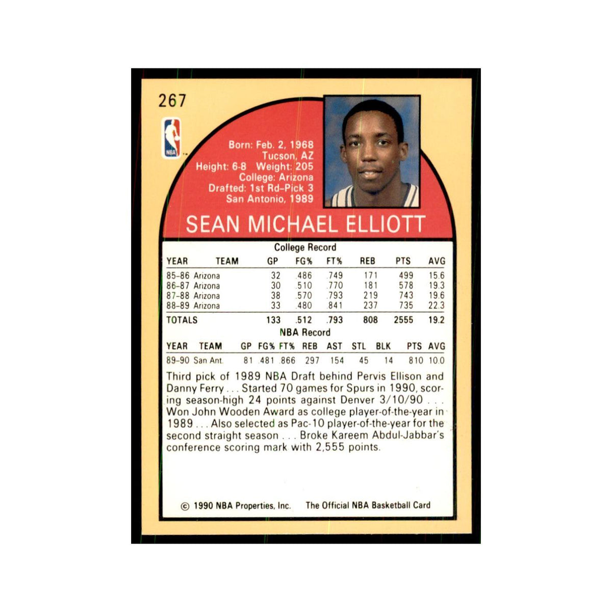 1990 NBA Hoops Sean Elliott RC Basketball Cards #267
