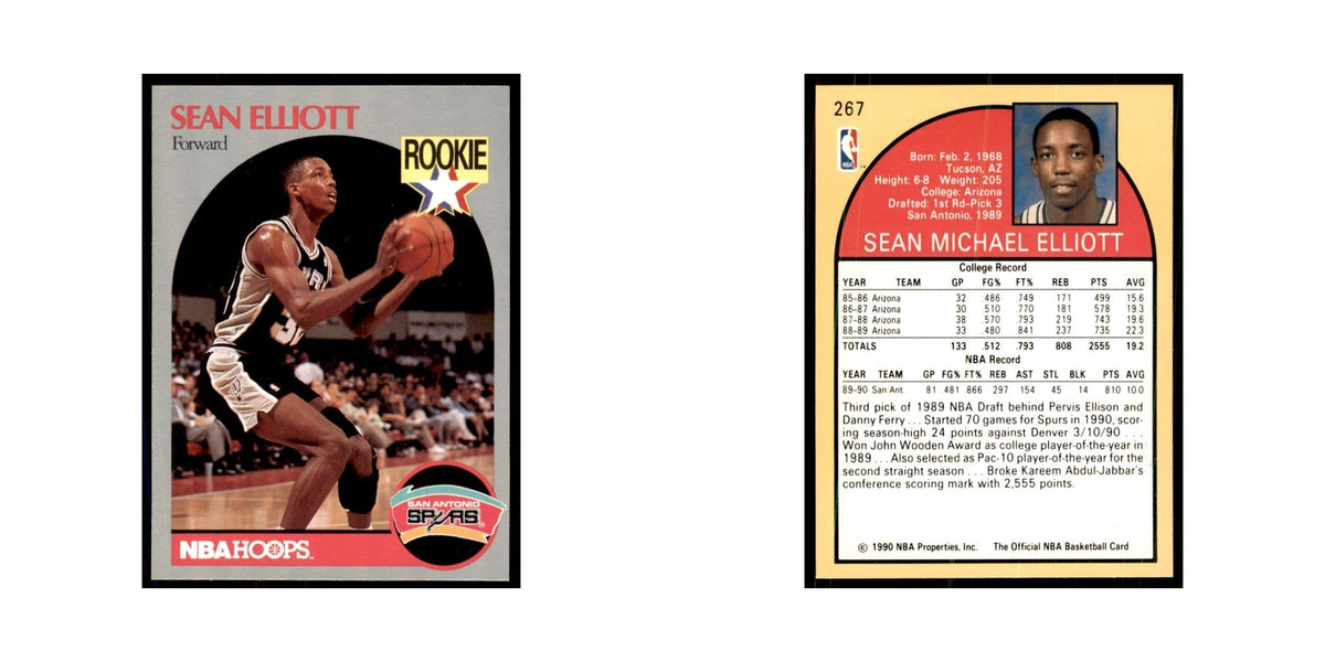 1990 NBA Hoops Sean Elliott RC Basketball Cards #267