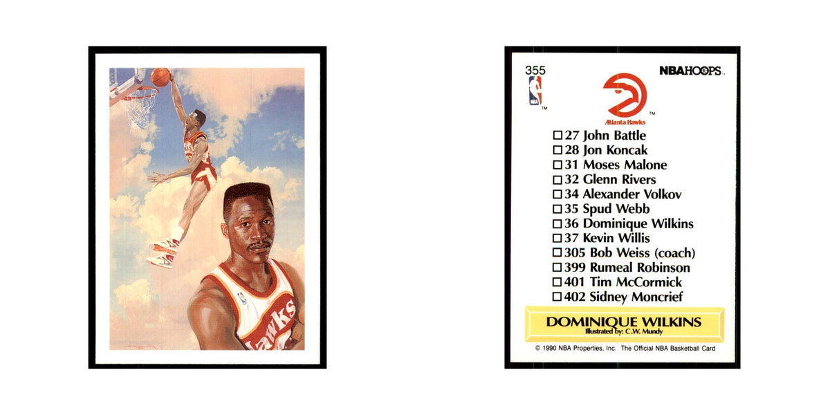 1990 NBA Hoops Dominique Wilkins Basketball Cards #355