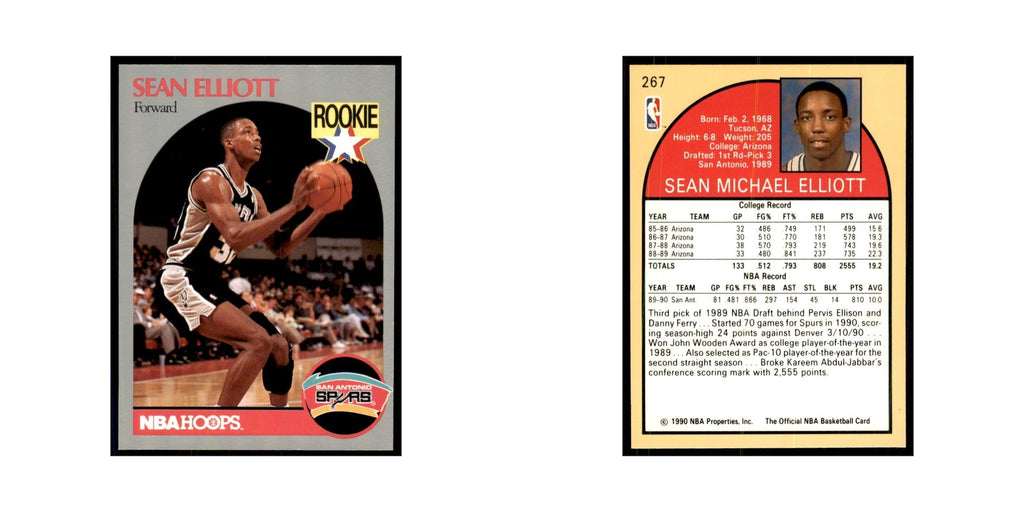 1990 NBA Hoops Sean Elliott RC Basketball Cards #267