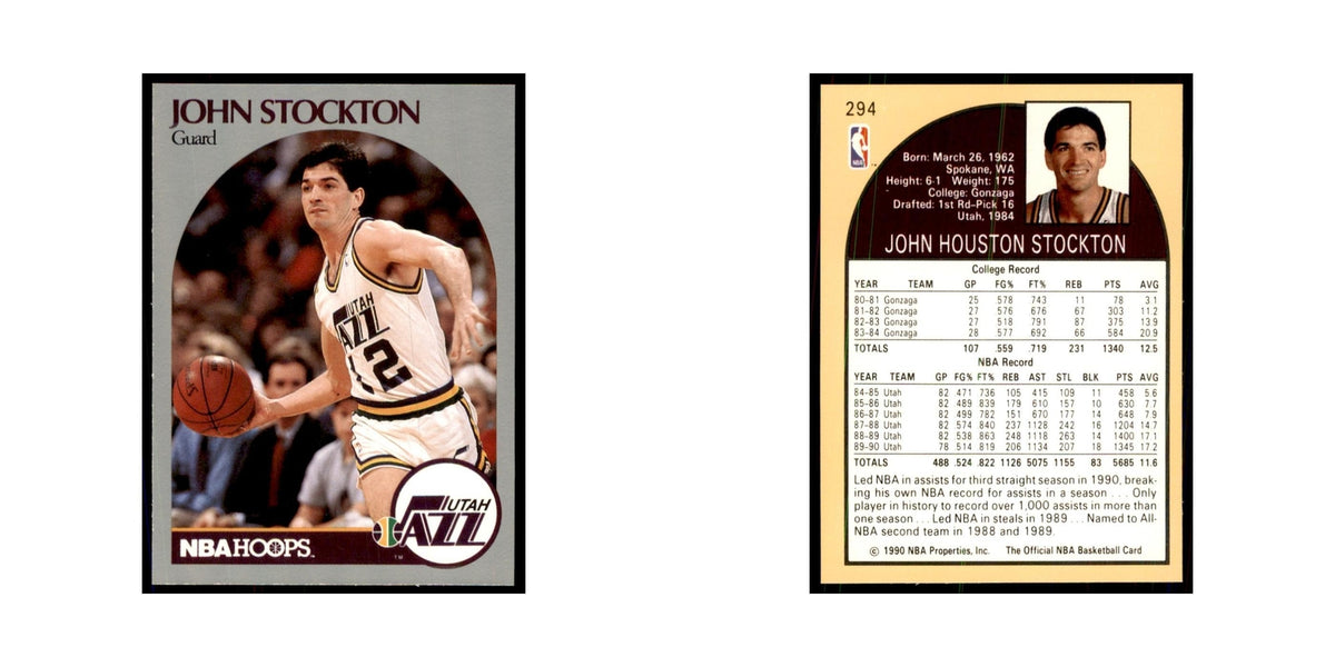 1990 NBA Hoops John Stockton Basketball Cards #294