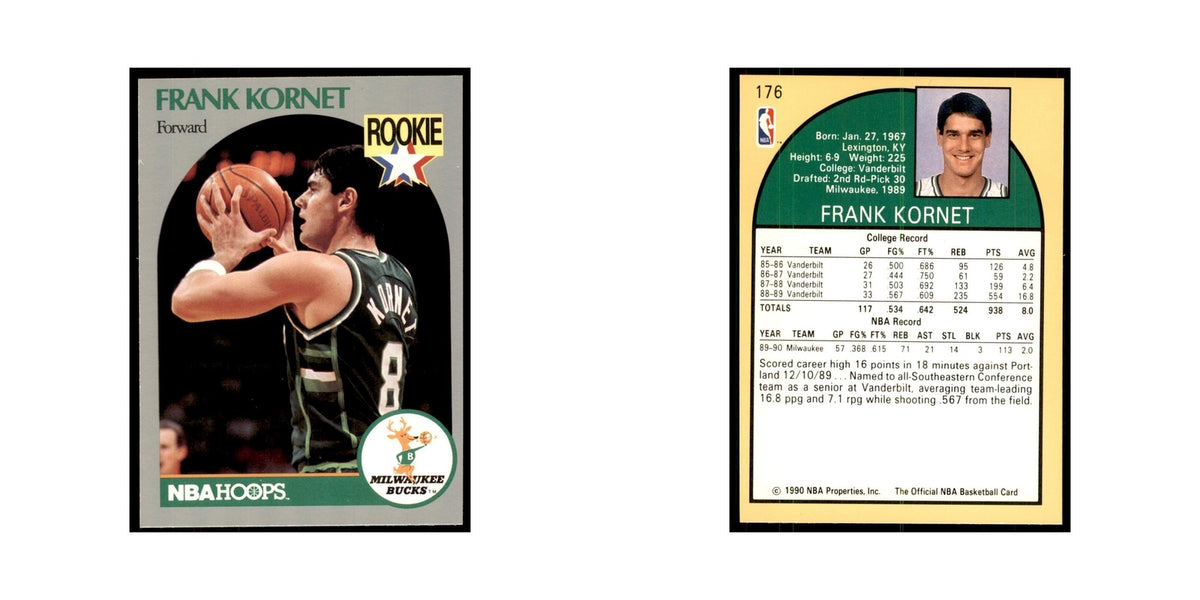 1990 NBA Hoops Frank Kornet RC Basketball Cards #176