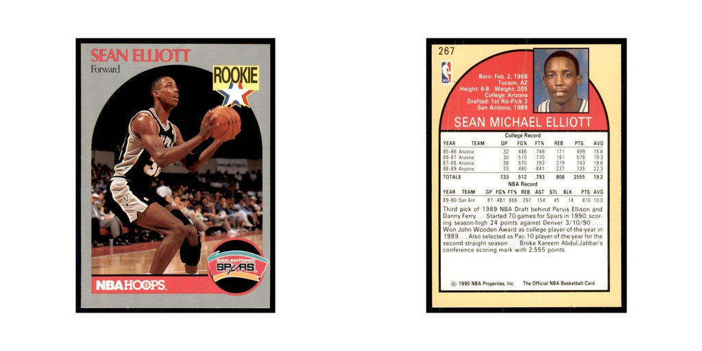 1990 NBA Hoops Sean Elliott RC Basketball Cards #267