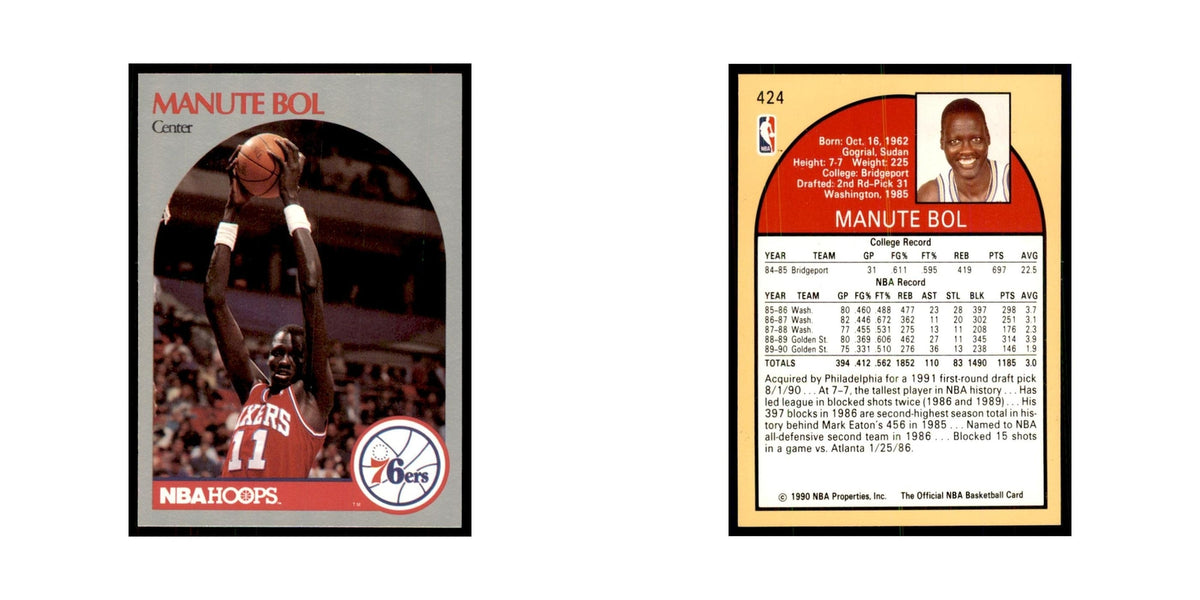 1990 NBA Hoops Manute Bol Basketball Cards #424