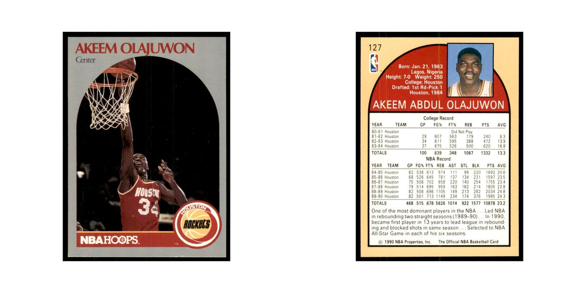 1990 NBA Hoops Akeem Olajuwon Basketball Cards #127