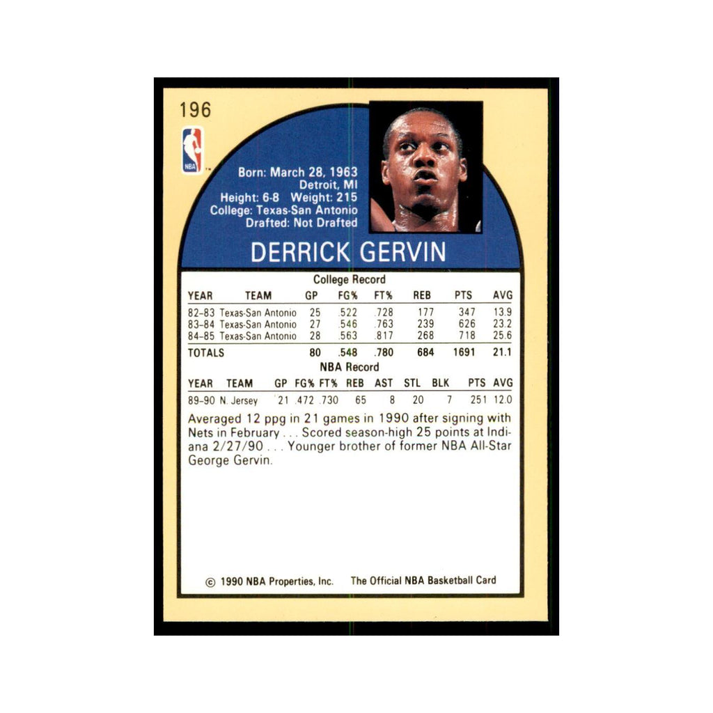 1990 NBA Hoops Derrick Gervin RC Basketball Cards #196