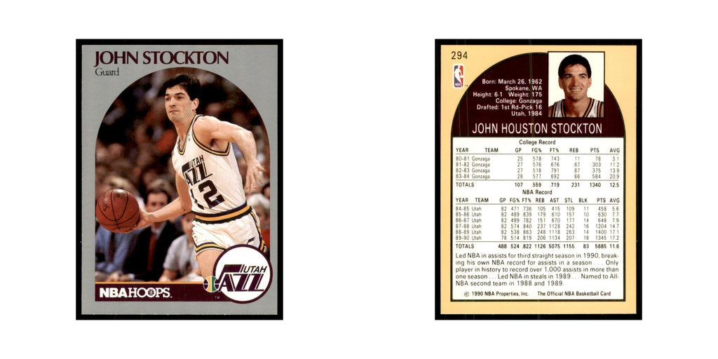 1990 NBA Hoops John Stockton Basketball Cards #294