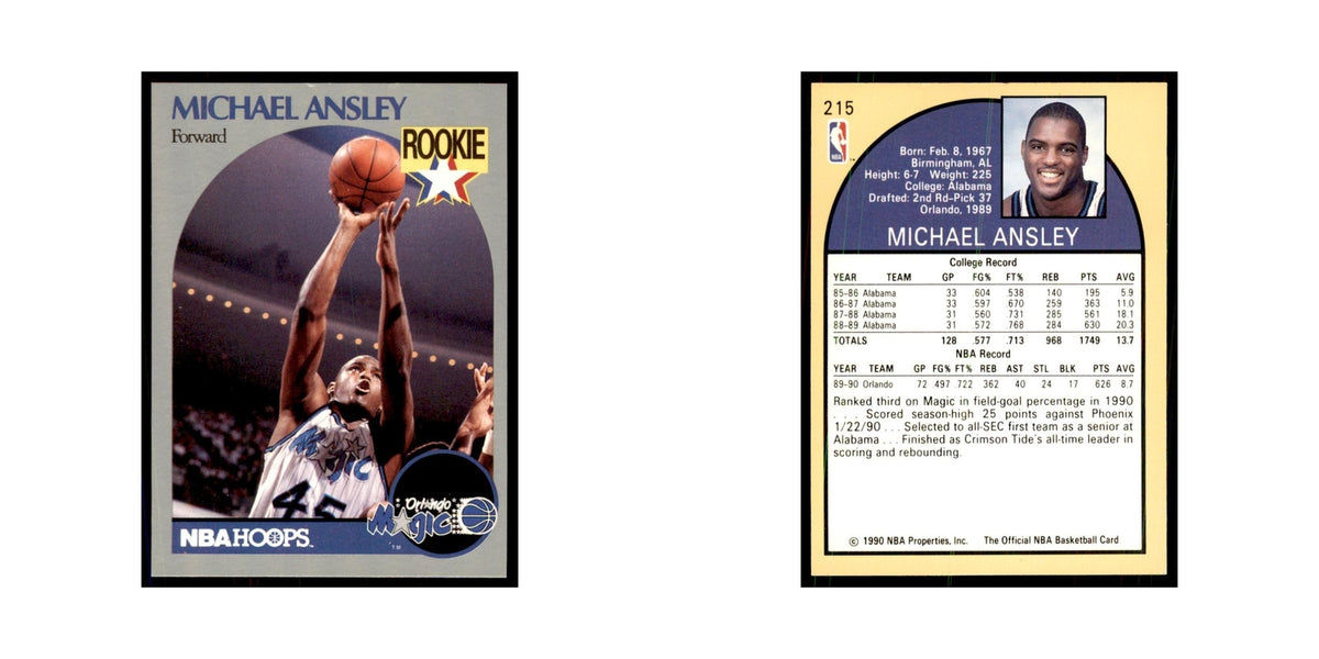 1990 NBA Hoops Michael Ansley RC Basketball Cards #215
