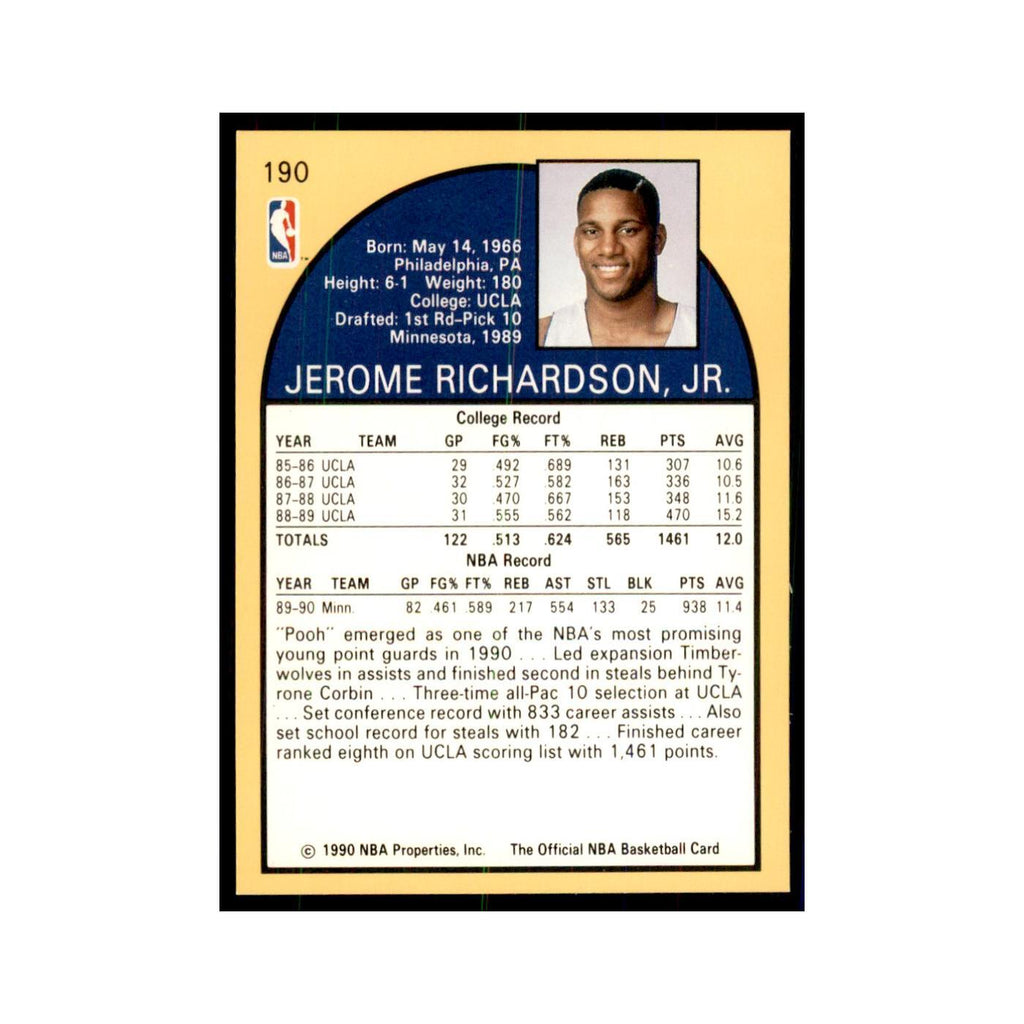 1990 NBA Hoops Pooh Richardson RC Basketball Cards #190