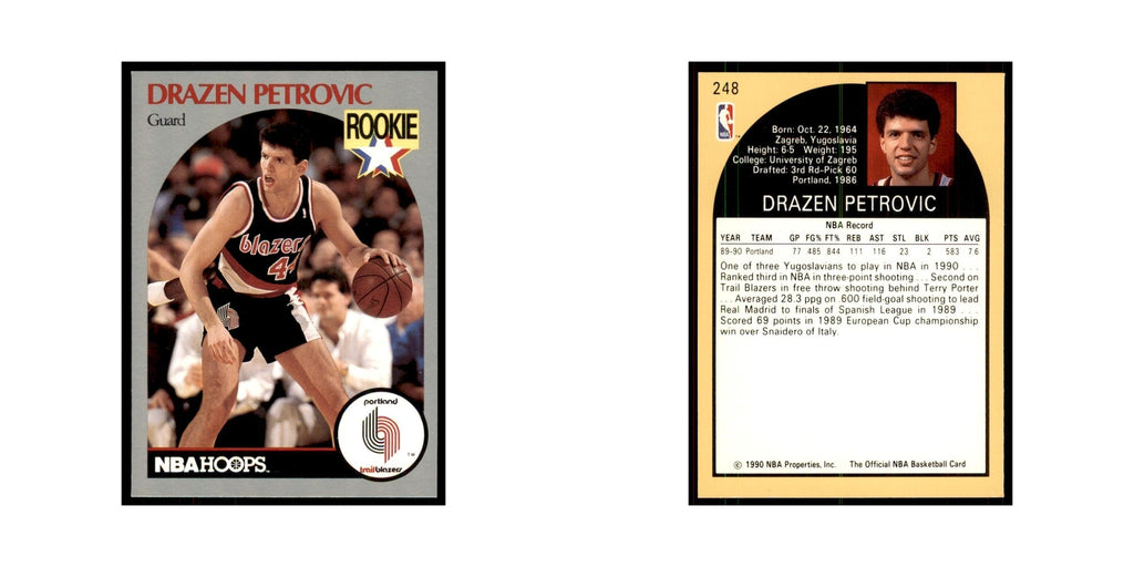 1990 NBA Hoops Drazen Petrovic RC Basketball Cards #248