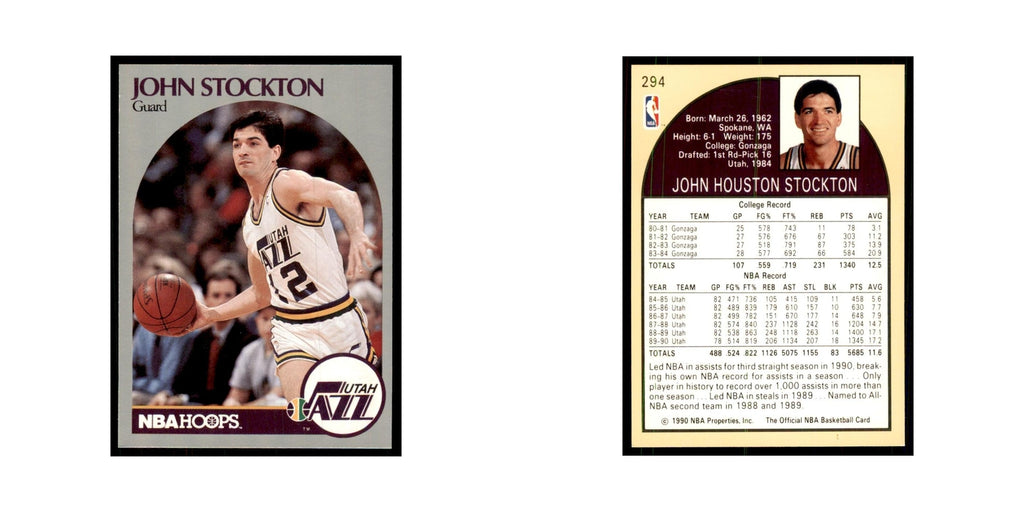 1990 NBA Hoops John Stockton Basketball Cards #294