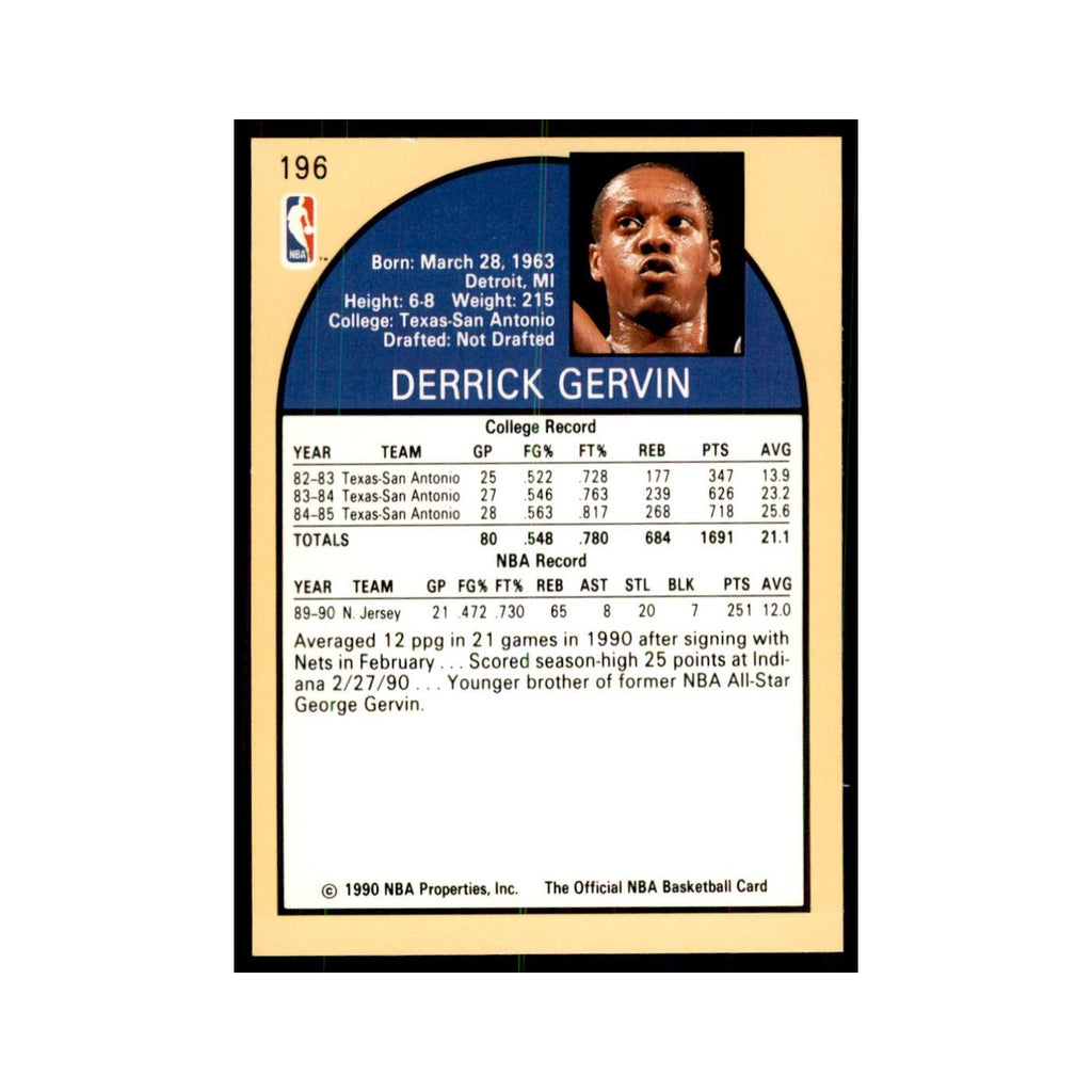 1990 NBA Hoops Derrick Gervin RC Basketball Cards #196