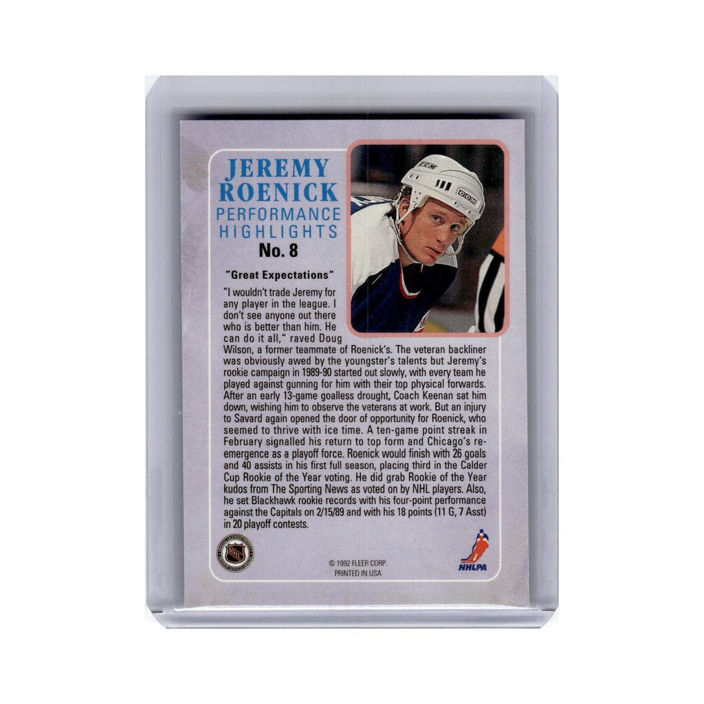 Jeremy Roenick 1992 Ultra Performance Highlights #8 Chicago Blackhawks NM