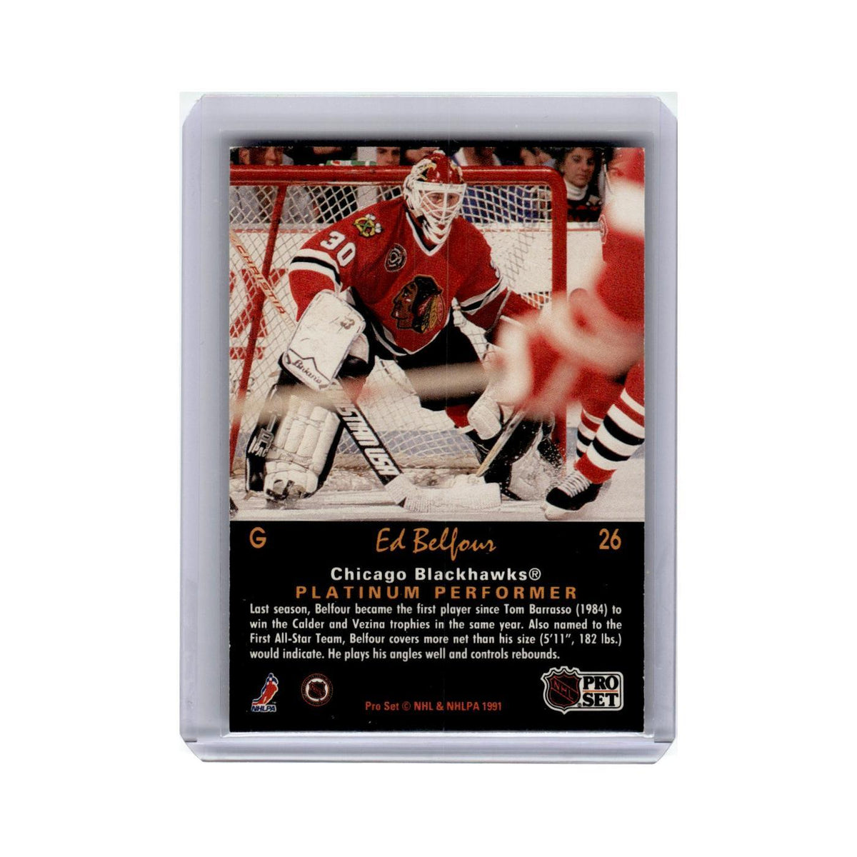 Ed Belfour 1991 Pro Set Platinum #26 Chicago Blackhawks Hockey Card NM