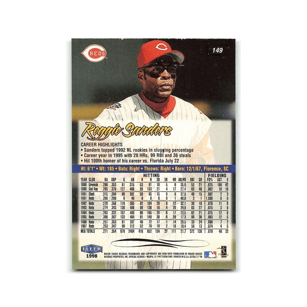 Reggie Sanders 1998 Fleer Ultra #149 Cincinnati Reds Baseball Card NM