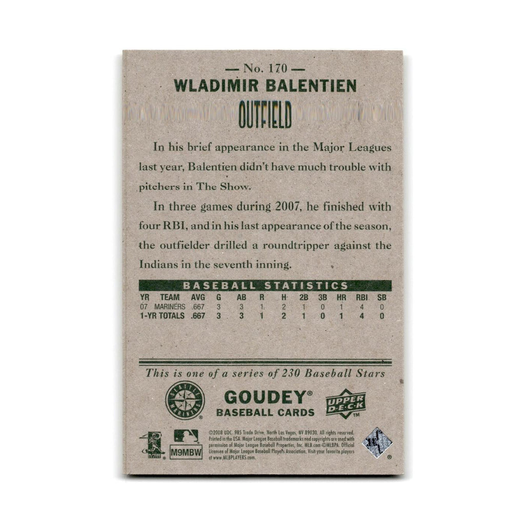 2008 Upper Deck Goudey Wladimir Balentien Mariners #170