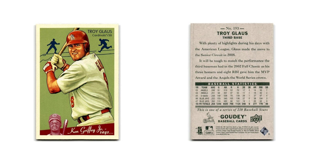 2008 Upper Deck Goudey Troy Glaus Cardinals #193