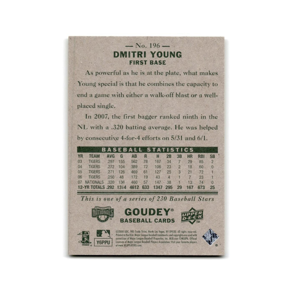 2008 Upper Deck Goudey Dmitri Young Nationals #196