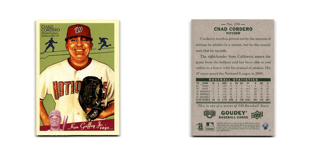 2008 Upper Deck Goudey Chad Cordero Nationals #198