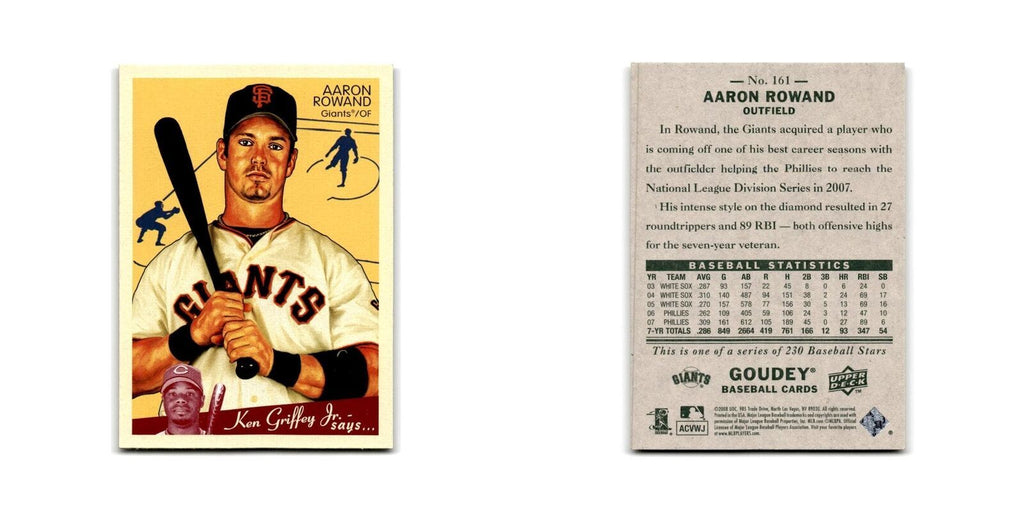 2008 Upper Deck Goudey Aaron Rowand Giants #161