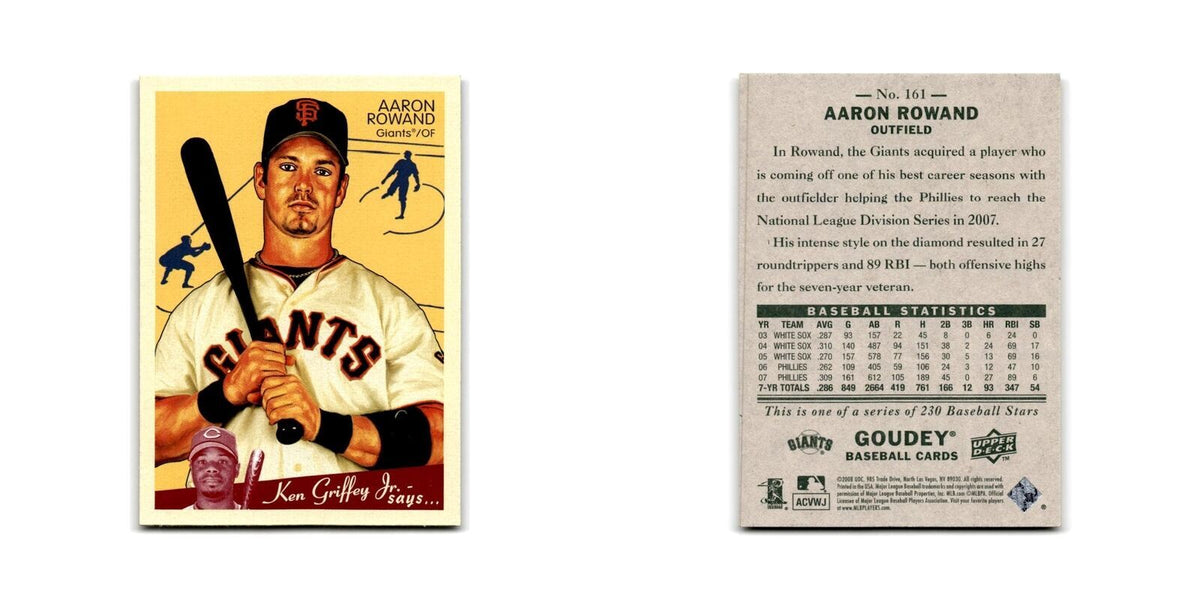 2008 Upper Deck Goudey Aaron Rowand Giants #161