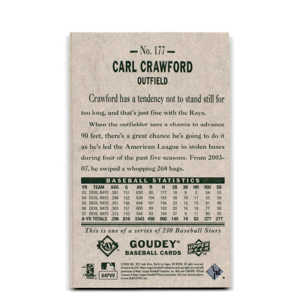 2008 Upper Deck Goudey Carl Crawford Rays #177