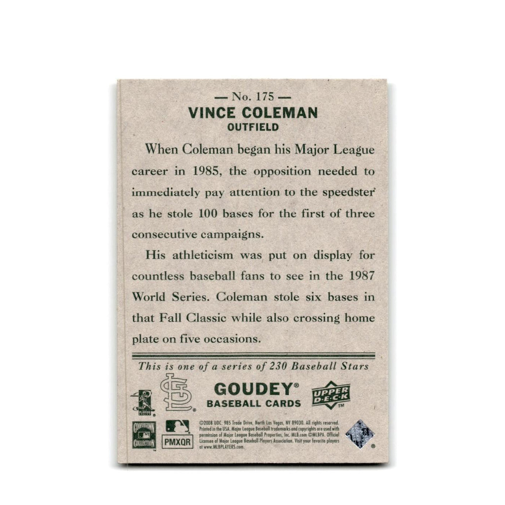 2008 Upper Deck Goudey Vince Coleman Cardinals #175