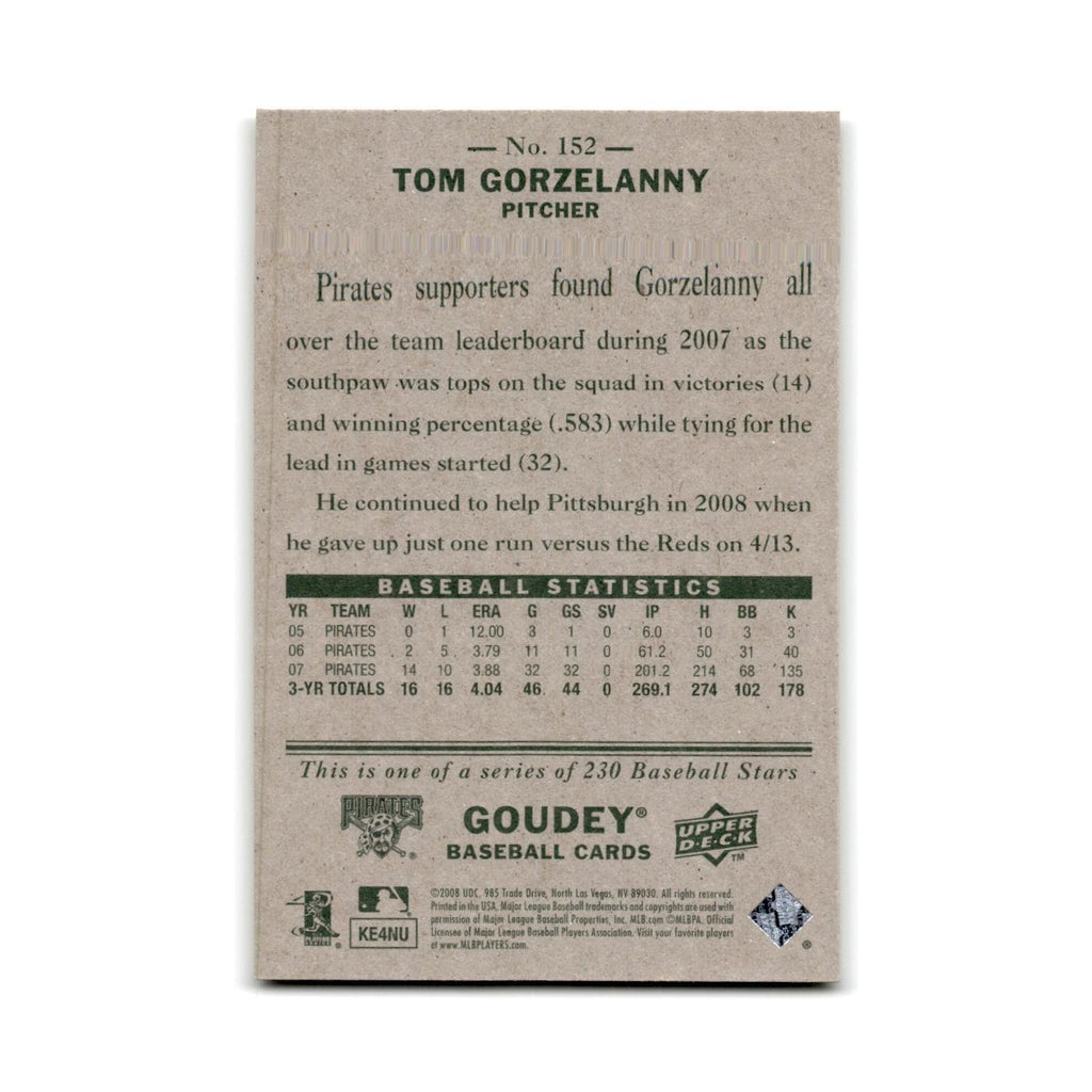2008 Upper Deck Goudey Tom Gorzelanny Pirates #152