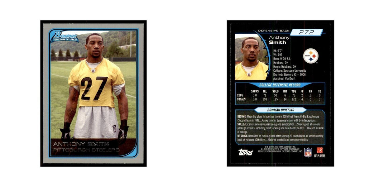 2006 Bowman Anthony Smith Football Cards #272