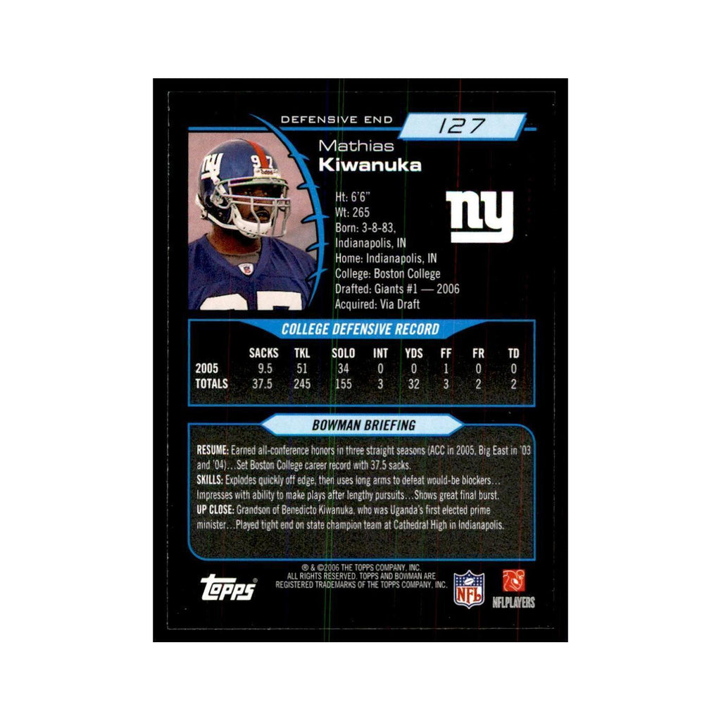 2006 Bowman Mathias Kiwanuka Football Cards #127