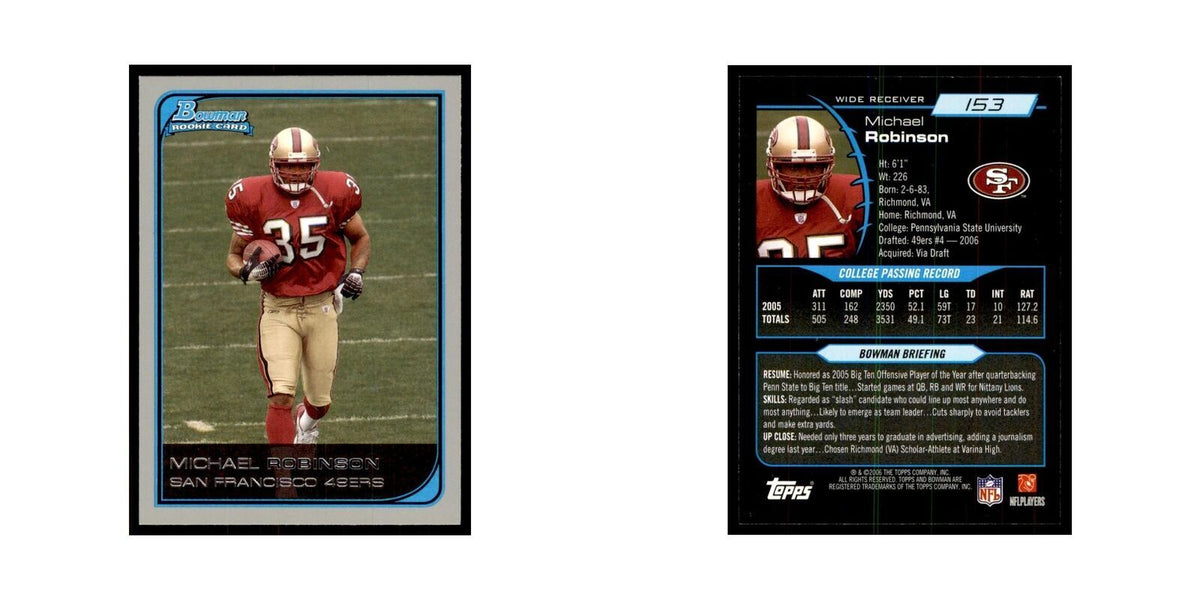 2006 Bowman Michael Robinson Football Cards #153