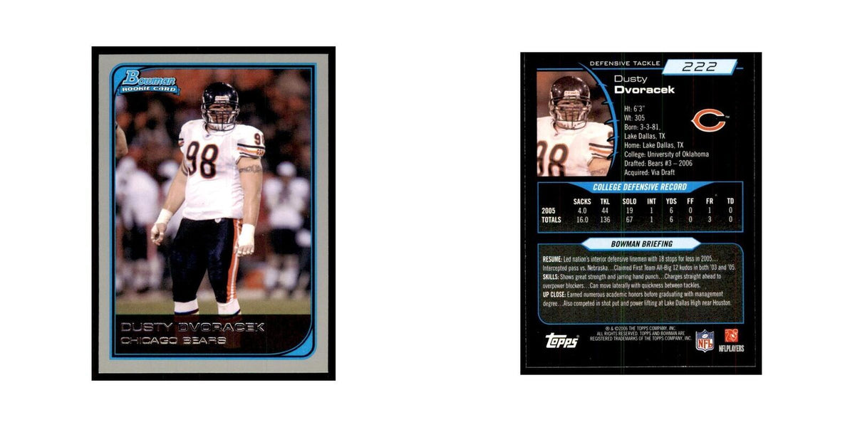 2006 Bowman Dusty Dvoracek Football Cards #222
