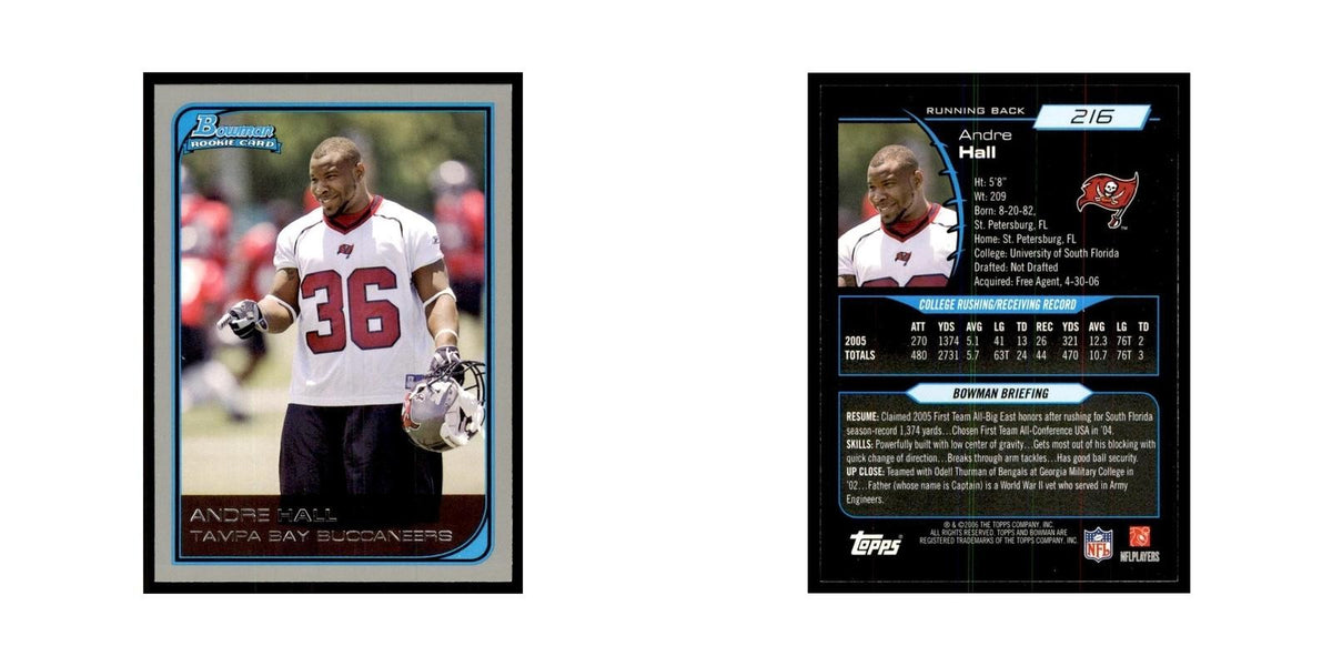 2006 Bowman Andre Hall Football Cards #216