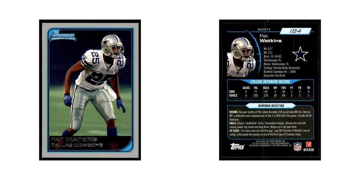 2006 Bowman Pat Watkins Football Cards #184