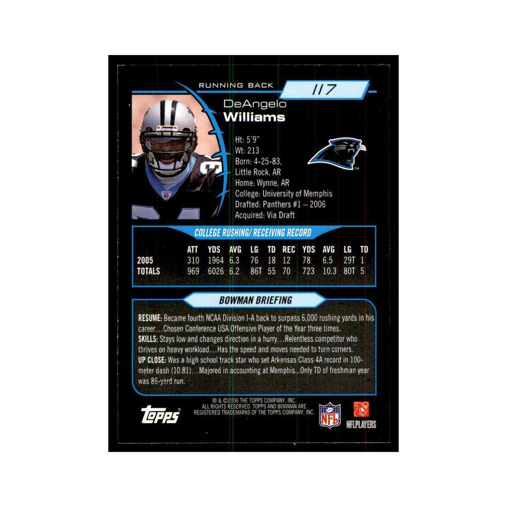 2006 Bowman DeAngelo Williams Football Cards #117