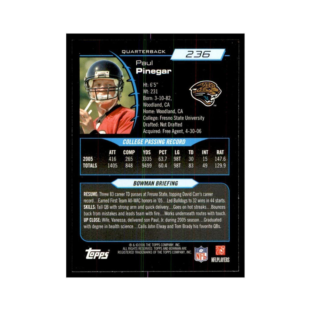 2006 Bowman Paul Pinegar Football Cards #236