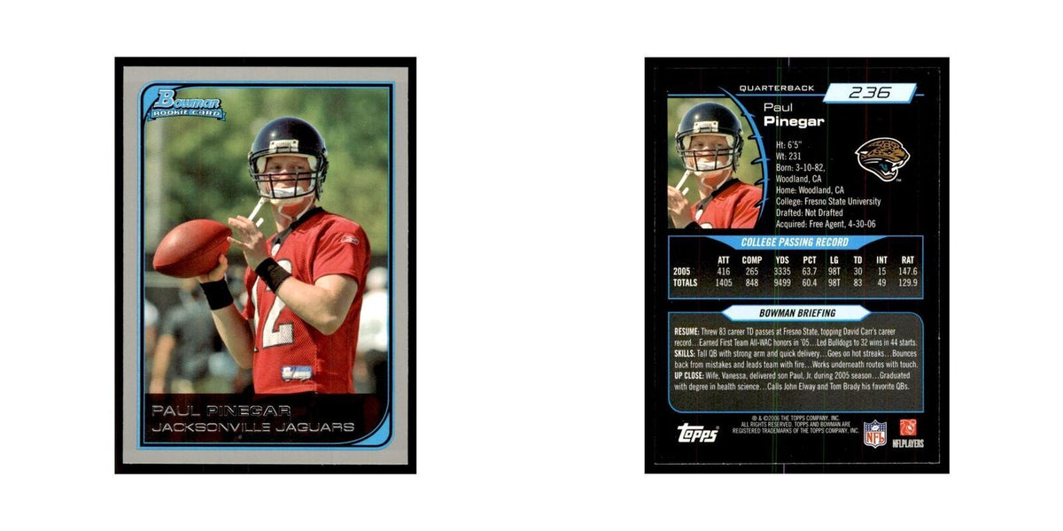 2006 Bowman Paul Pinegar Football Cards #236