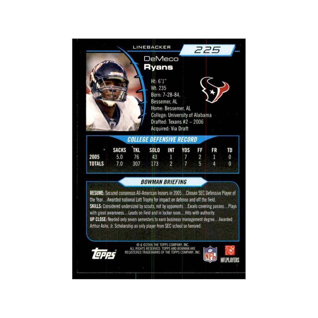 2006 Bowman DeMeco Ryans Football Cards #225