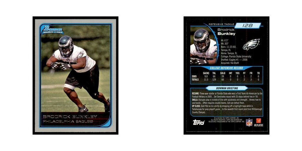 2006 Bowman Brodrick Bunkley Football Cards #128