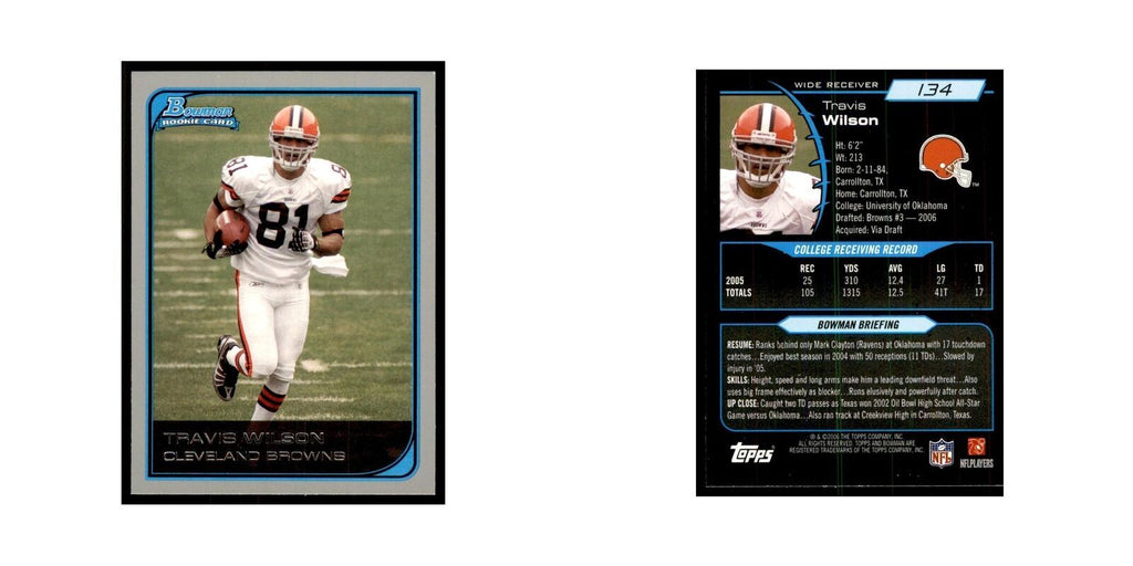2006 Bowman Travis Wilson Football Cards #134