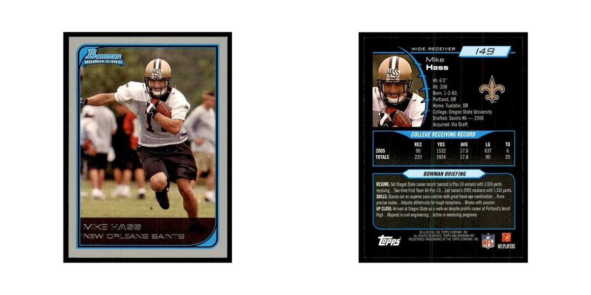 2006 Bowman Mike Hass Football Cards #149
