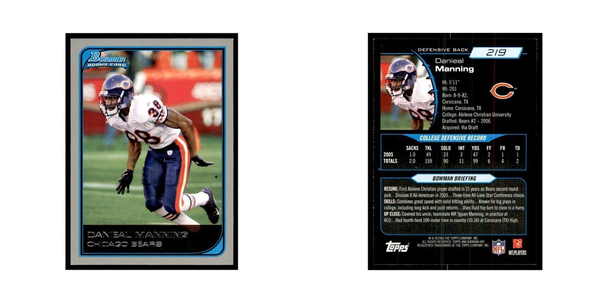 2006 Bowman Danieal Manning Football Cards #219