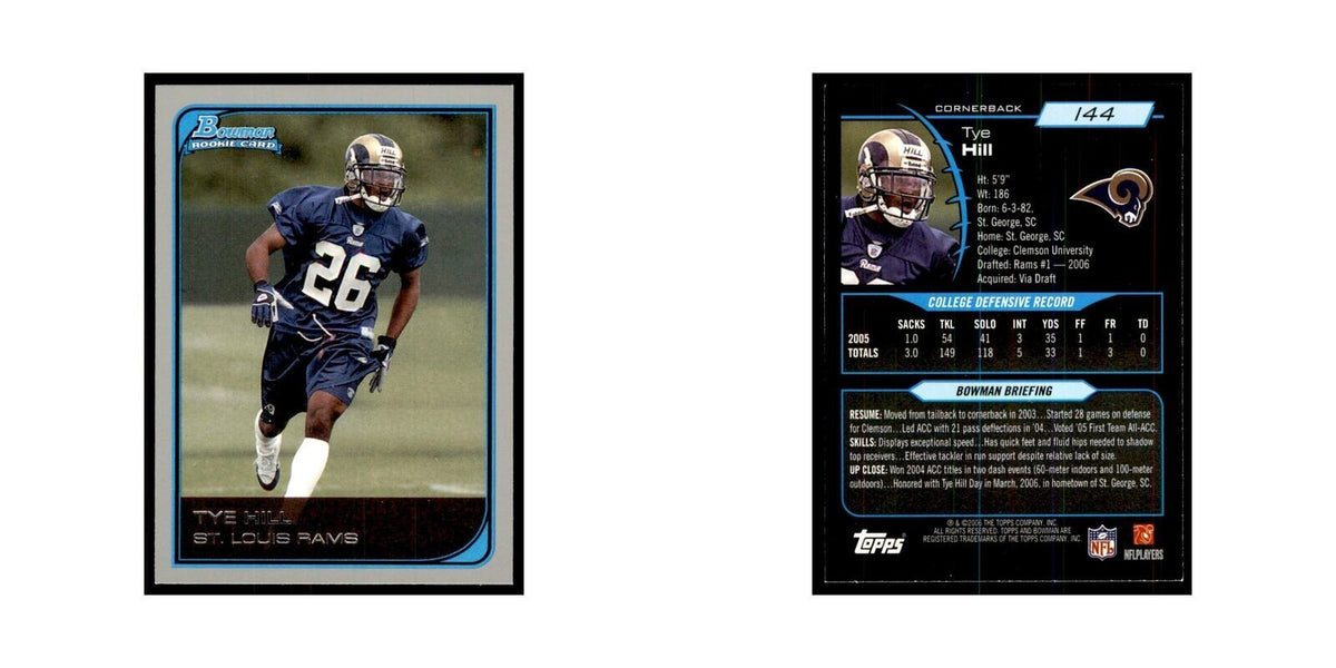2006 Bowman Tye Hill Football Cards #144