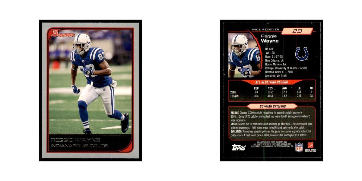 2006 Bowman Reggie Wayne Football Cards #29