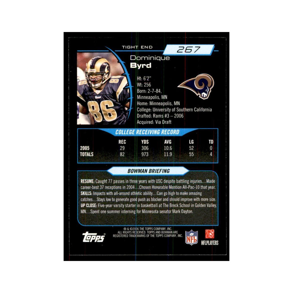2006 Bowman Dominique Byrd Football Cards #267
