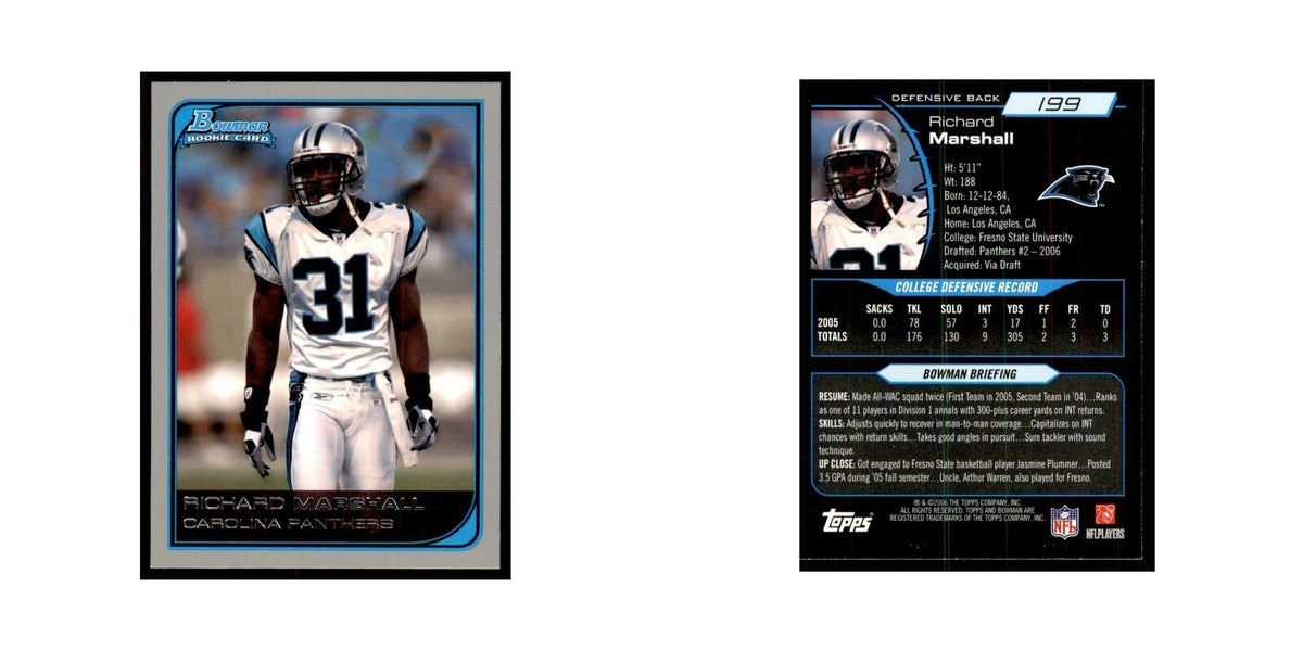 2006 Bowman Richard Marshall Football Cards #199