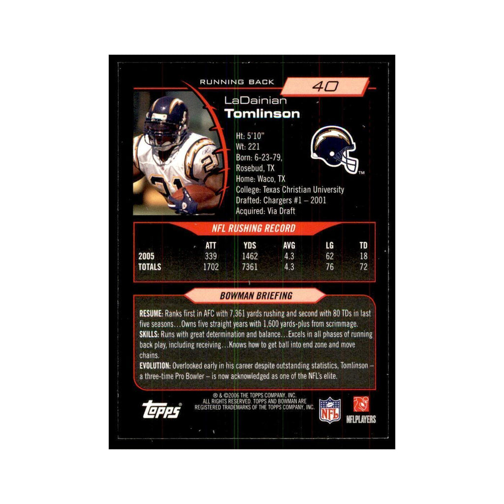 2006 Bowman LaDainian Tomlinson Football Cards #40