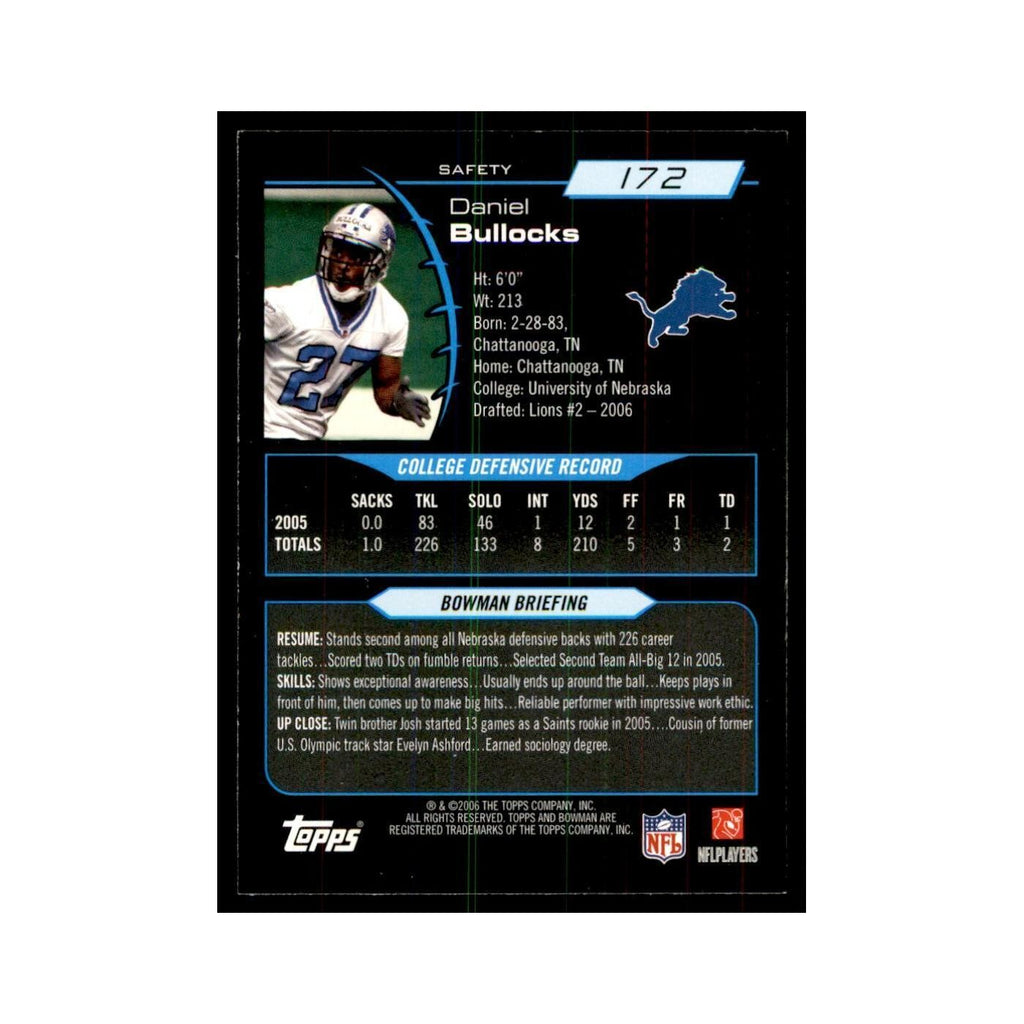 2006 Bowman Daniel Bullocks Football Cards #172